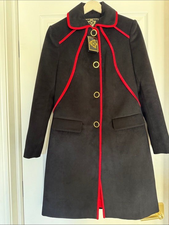 Jackets & Blazers - Manon Baptiste Black Trench Coat with Red Trim